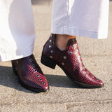 Botas Mer Tacón Bajo Coco Burdeos