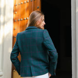 Chaqueta Country Azul Petróleo Cuadros Morados COU02