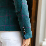 Chaqueta Country Azul Petróleo Cuadros Morados COU02