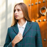 Chaqueta Country Azul Petróleo Cuadros Morados COU02