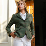Chaqueta Country Verde Cuadros Burdeos y Naranjas COU04
