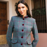 Chaqueta Cori Verde Plomo Cuadros Burdeos CHQ30