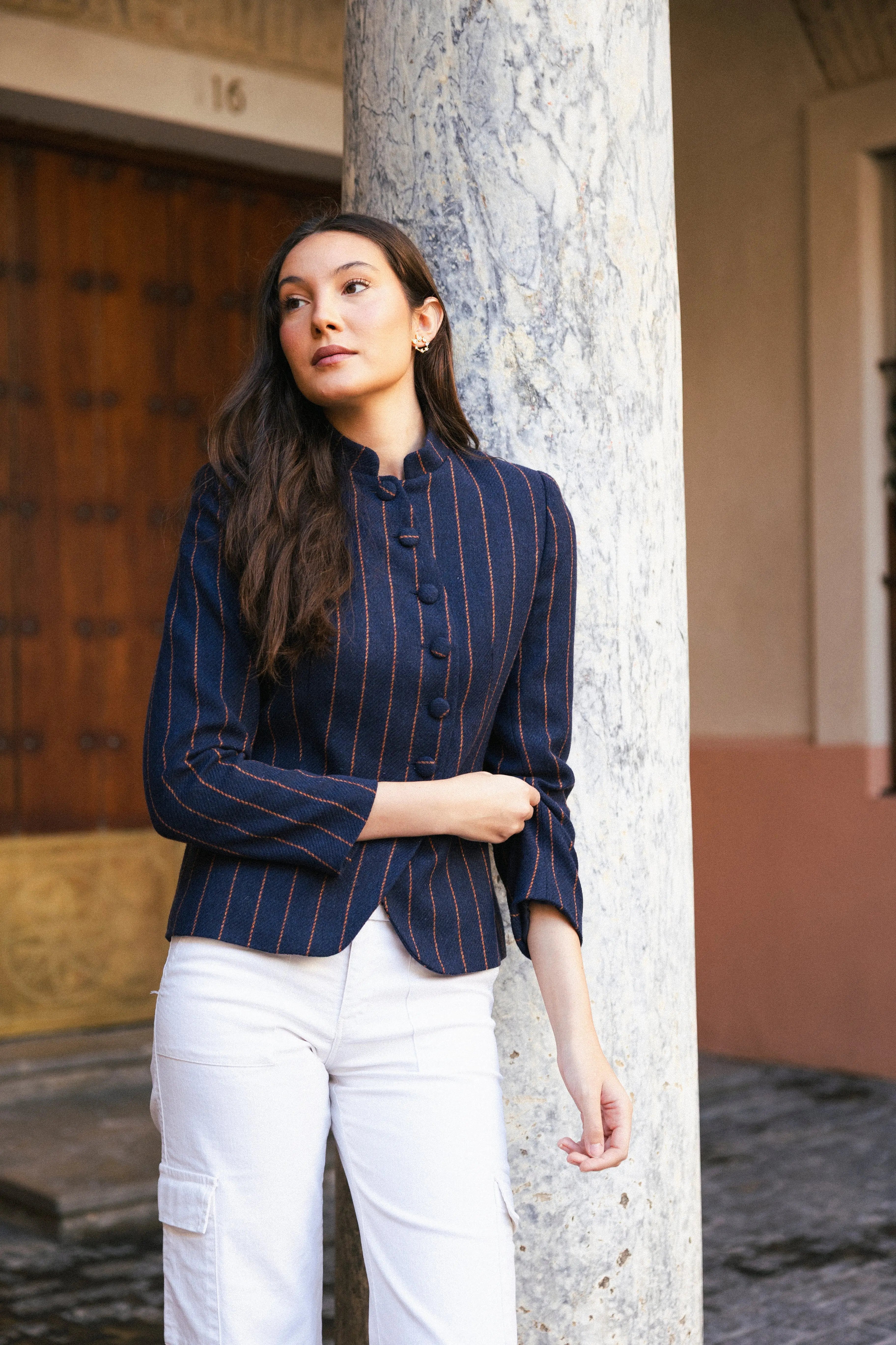 Chaqueta Emily Azul Marino Rayas CHQ21 thenookstore-new