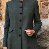 Chaqueta Cori Larga Verde Cuadros Morados CHQ29