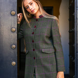 Chaqueta Cori Larga Verde Cuadros Morados CHQ29