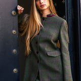 Chaqueta Cori Larga Verde Cuadros Morados CHQ29