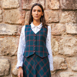 Falda Carola Verde Agua Cuadros Vino FAL07