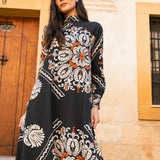 Vestido Alice Black White Flowers AL09