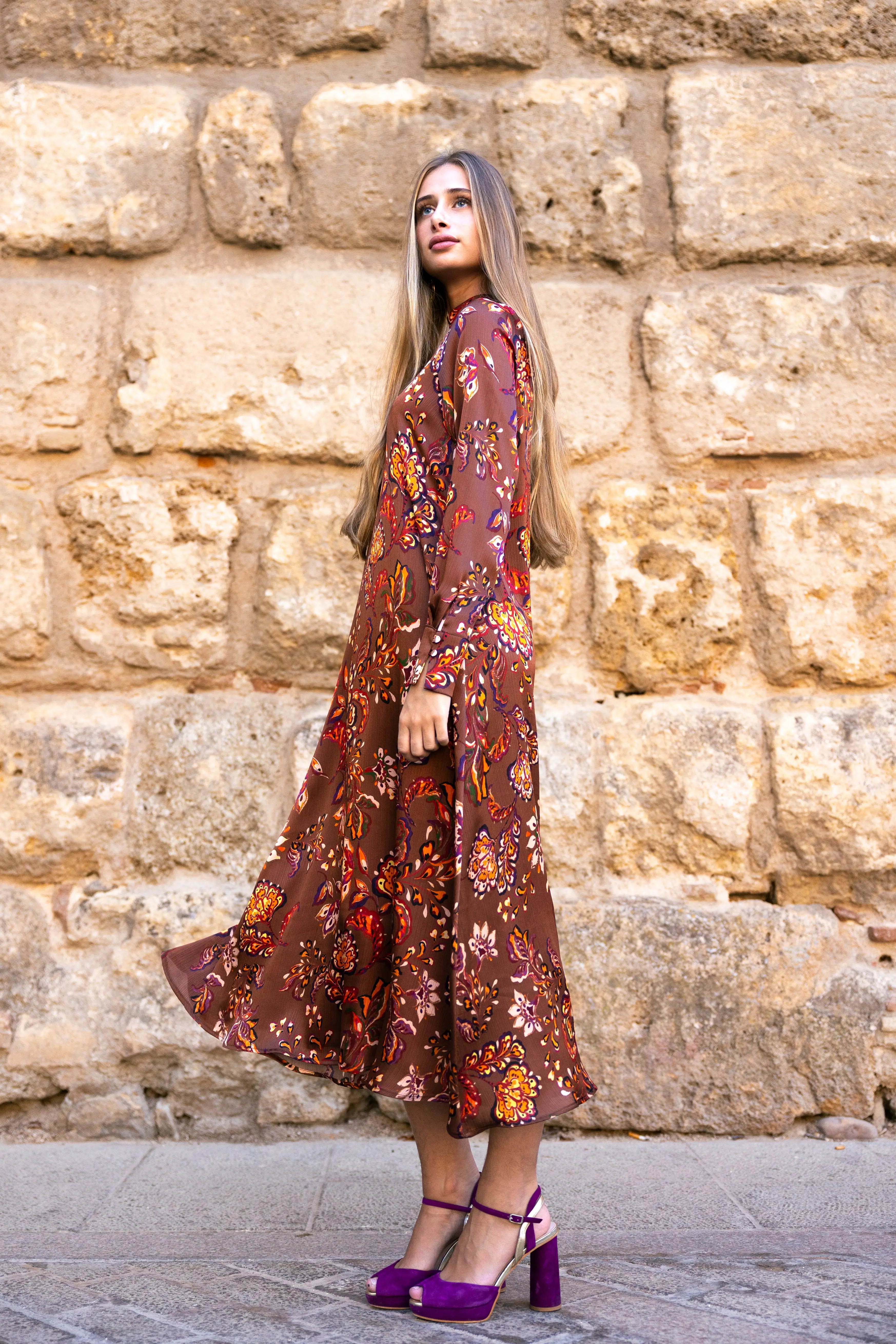 Vestido Alice Marrón Flores AL01 The Nook Store