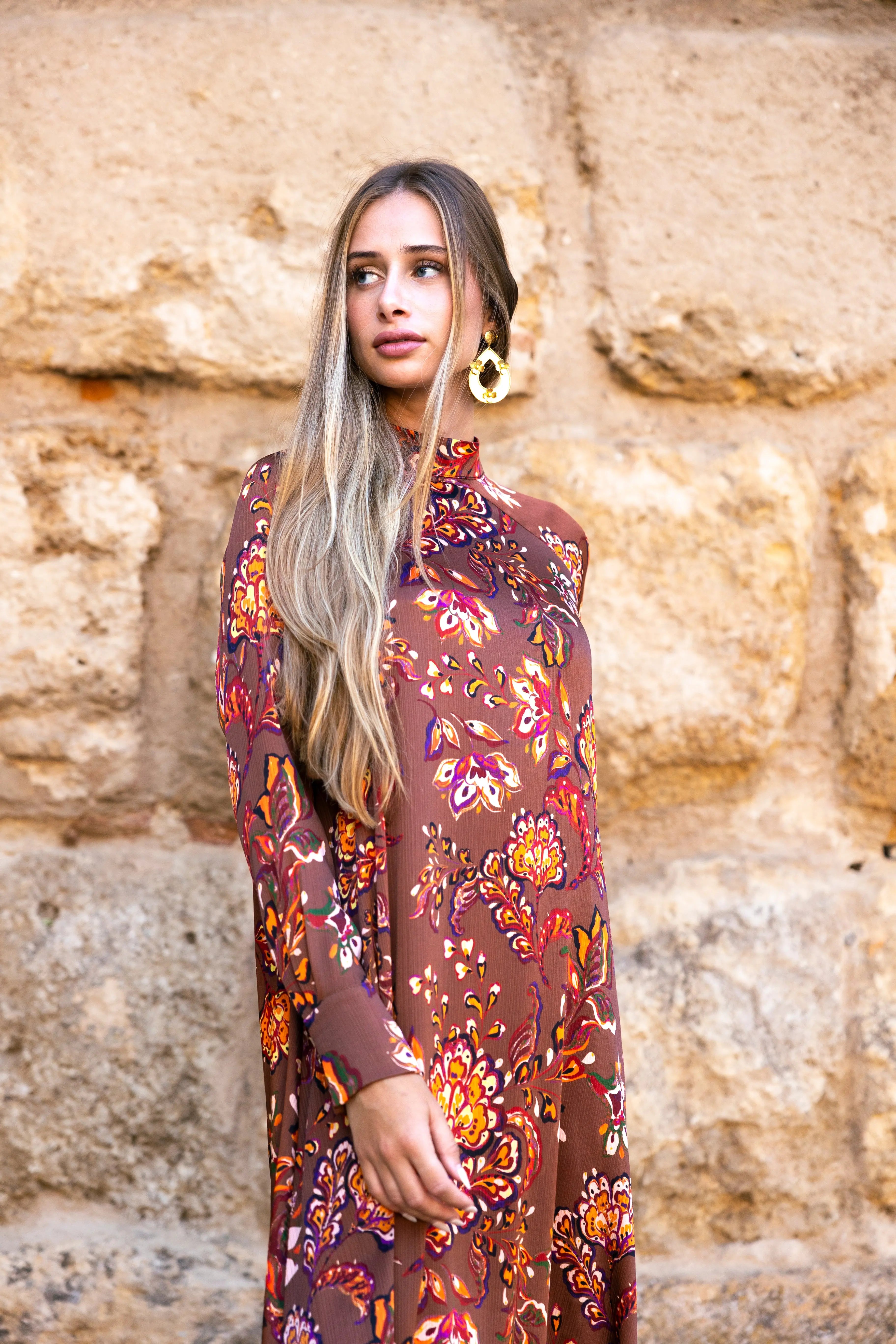 Vestido Alice Marrón Flores AL01 The Nook Store