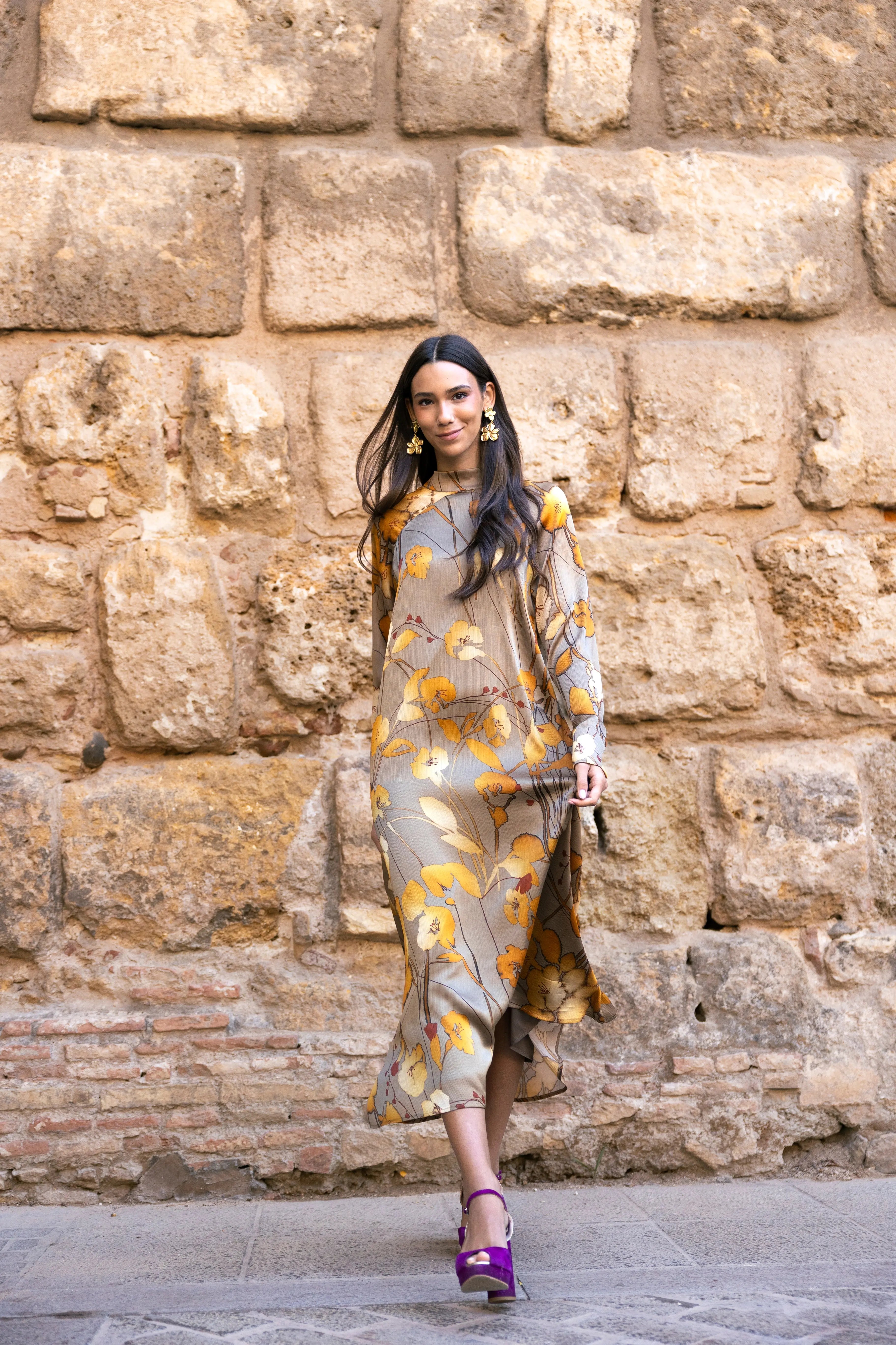 Vestido Alice Hojas Mostaza AL03 The Nook Store