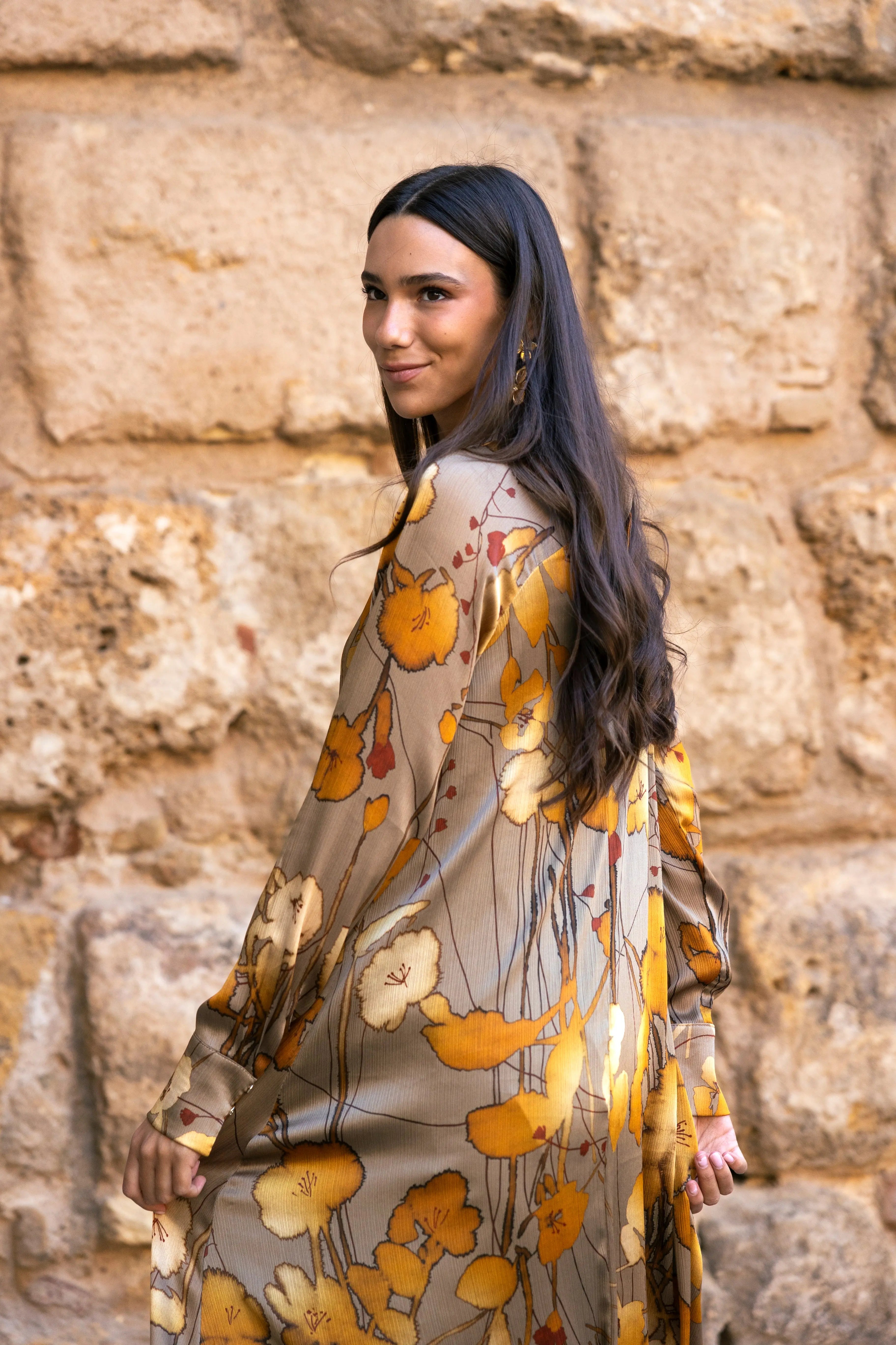 Vestido Alice Hojas Mostaza AL03 The Nook Store