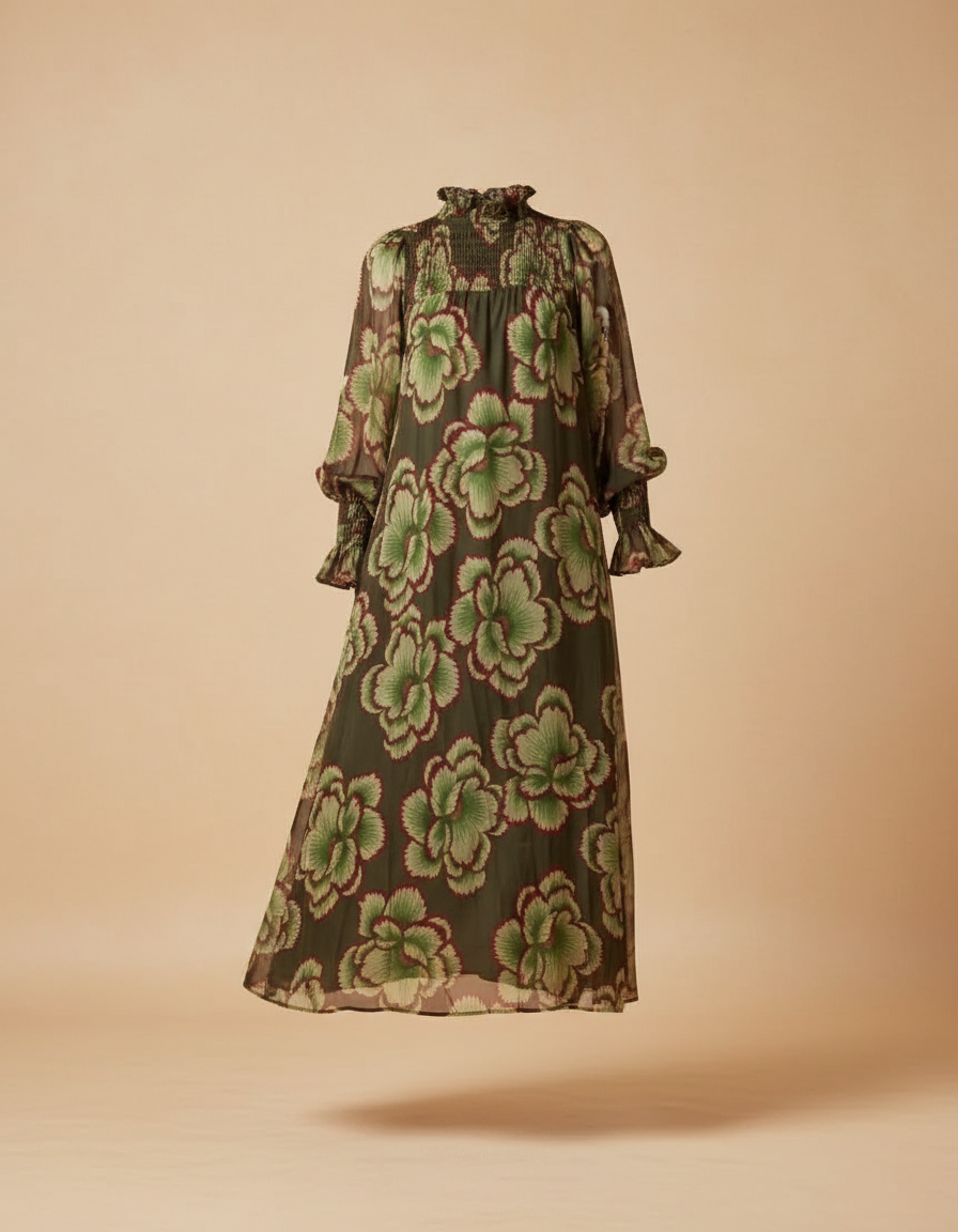 Vestido Teresa Degradado Verde y Fucsia-The Nook Store