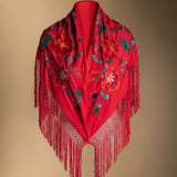 Camila Wine Shawl Red Flower M494