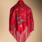 Camila Wine Shawl Red Flower M494