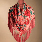 Camila Wine Shawl Red Flower M494