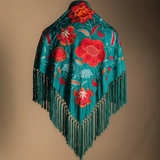 Camila Wine Shawl Red Flower M494