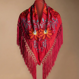 Manton Camila Teja Flor y Ribete Rojo M548-The Nook Store