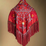 Manton Camila Teja Flor y Ribete Rojo M548-The Nook Store
