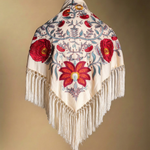 Manton Camila Crudo Flor y Ribete Rojo M538-The Nook Store