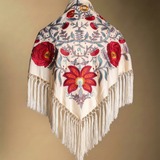 Manton Camila Crudo Flor y Ribete Rojo M538-The Nook Store