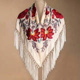 Manton Camila Crudo Flor y Ribete Rojo M538-The Nook Store