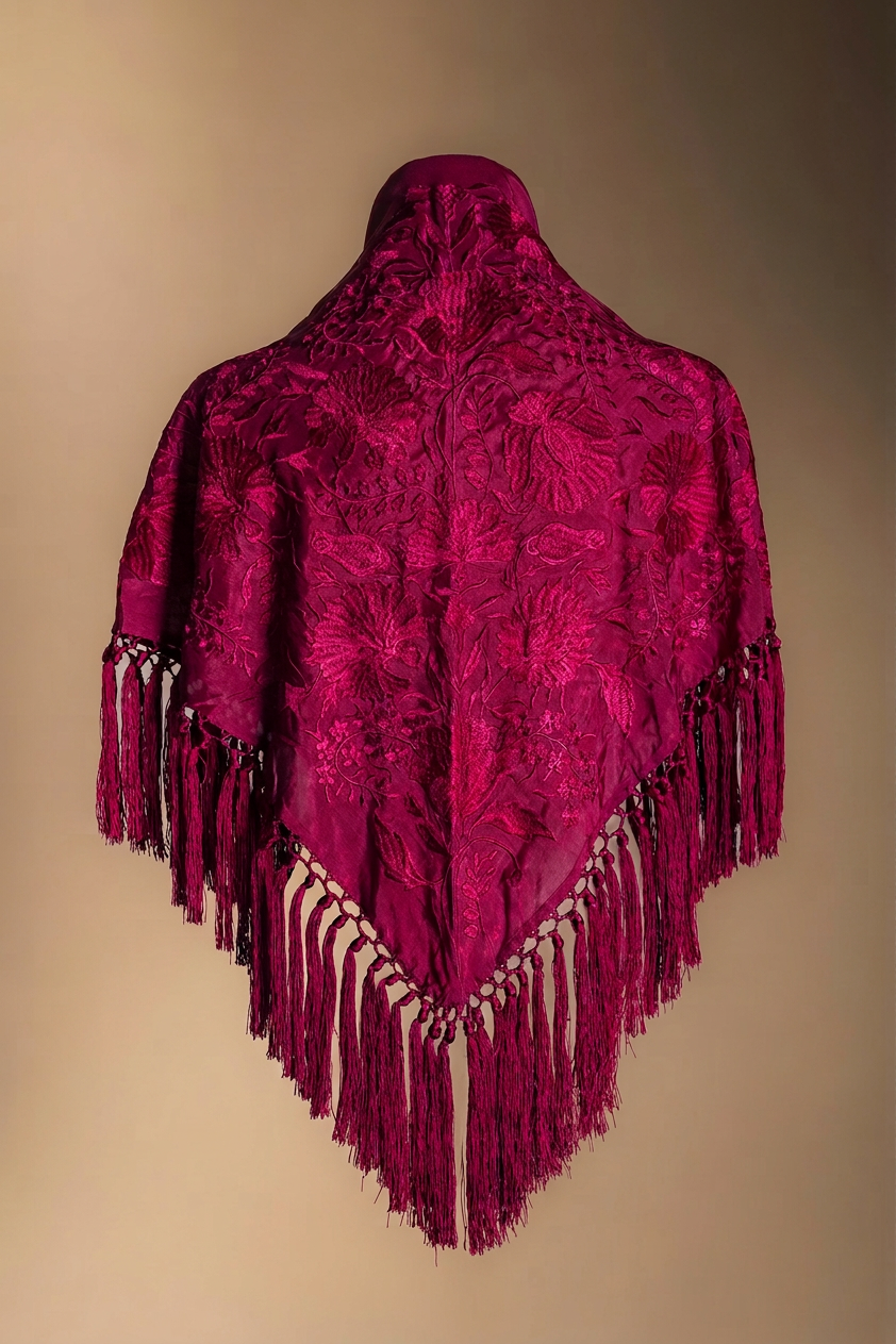 Mantón Carmuca Liso Vino M489-The Nook Store