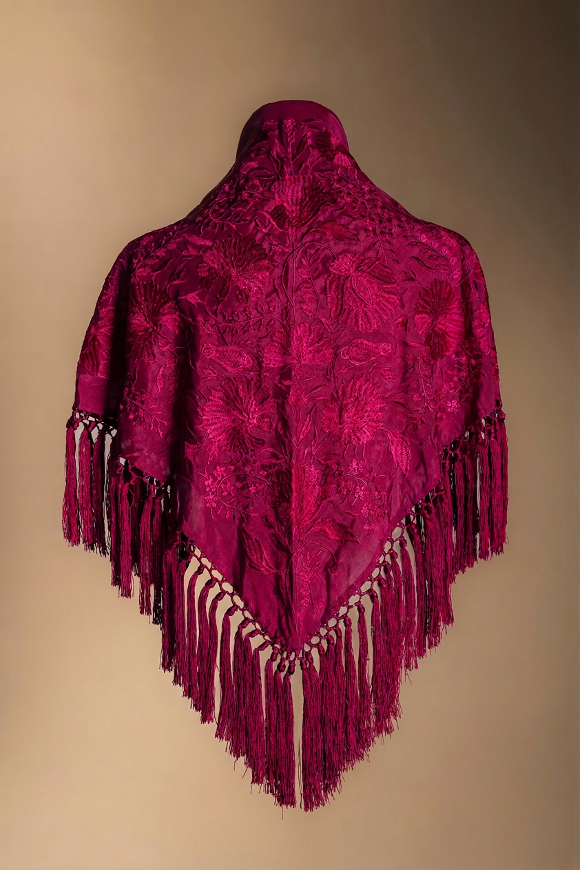 Mantón Carmuca Liso Vino M489-The Nook Store