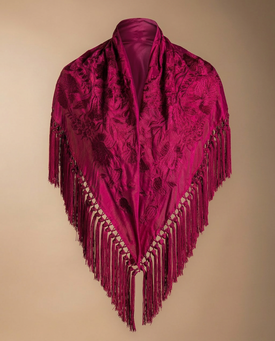 Mantón Carmuca Liso Vino M489-The Nook Store
