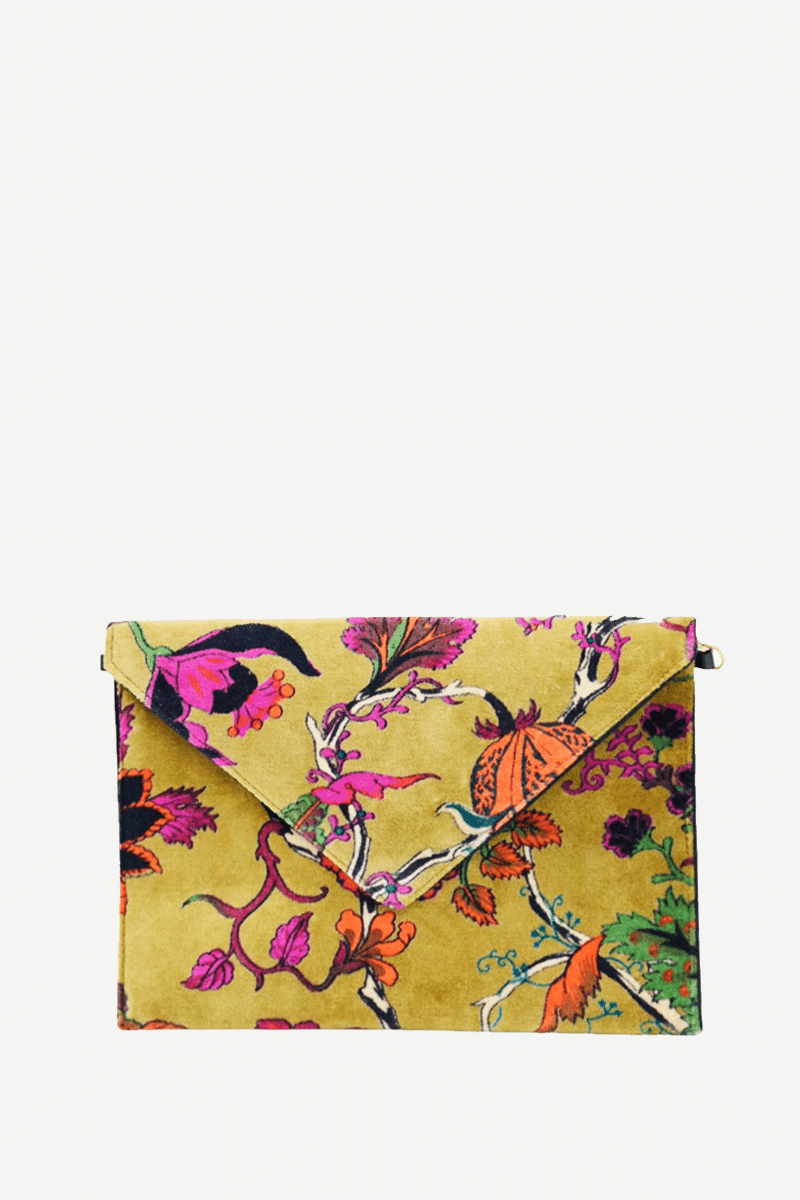 cartera de mano 39 flores kaki