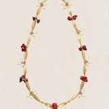 Collar Coral Burdeos y Perlas CO90