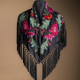 Camila Wine Shawl Red Flower M494