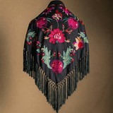 Camila Wine Shawl Red Flower M494