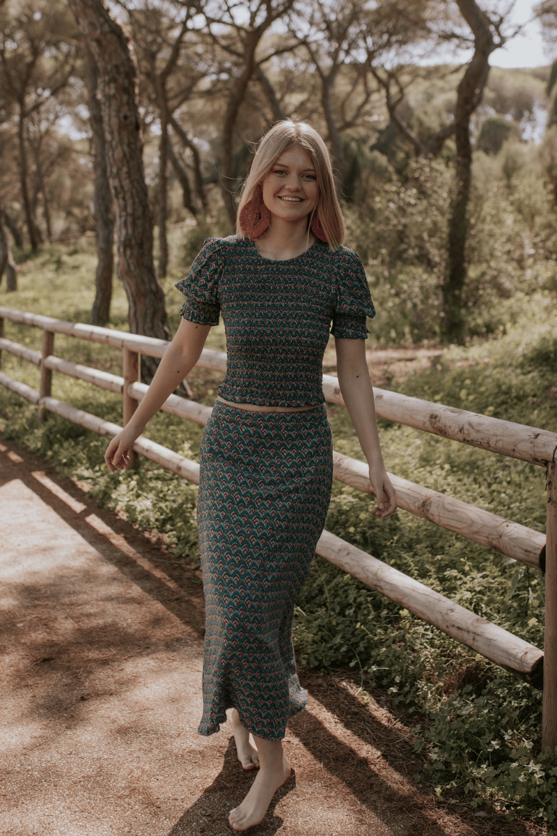 falda nik print verde
