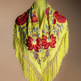 Manton Camila Lima Flor y Ribete Rojo M537-The Nook Store