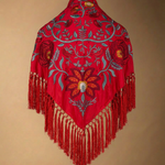 Manton Niña Camila Rojo Flor y Ribete Rojo 1M539-The Nook Store