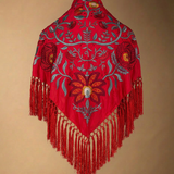 Manton Niña Camila Rojo Flor y Ribete Rojo 1M539-The Nook Store