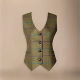 Chaleco Carola Verde Kaki Cuadros Morados Burdeos y Verdes CHA02