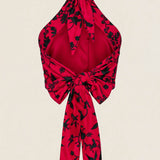 Top Vera Rojo Flores Negras TOP01-The Nook Store