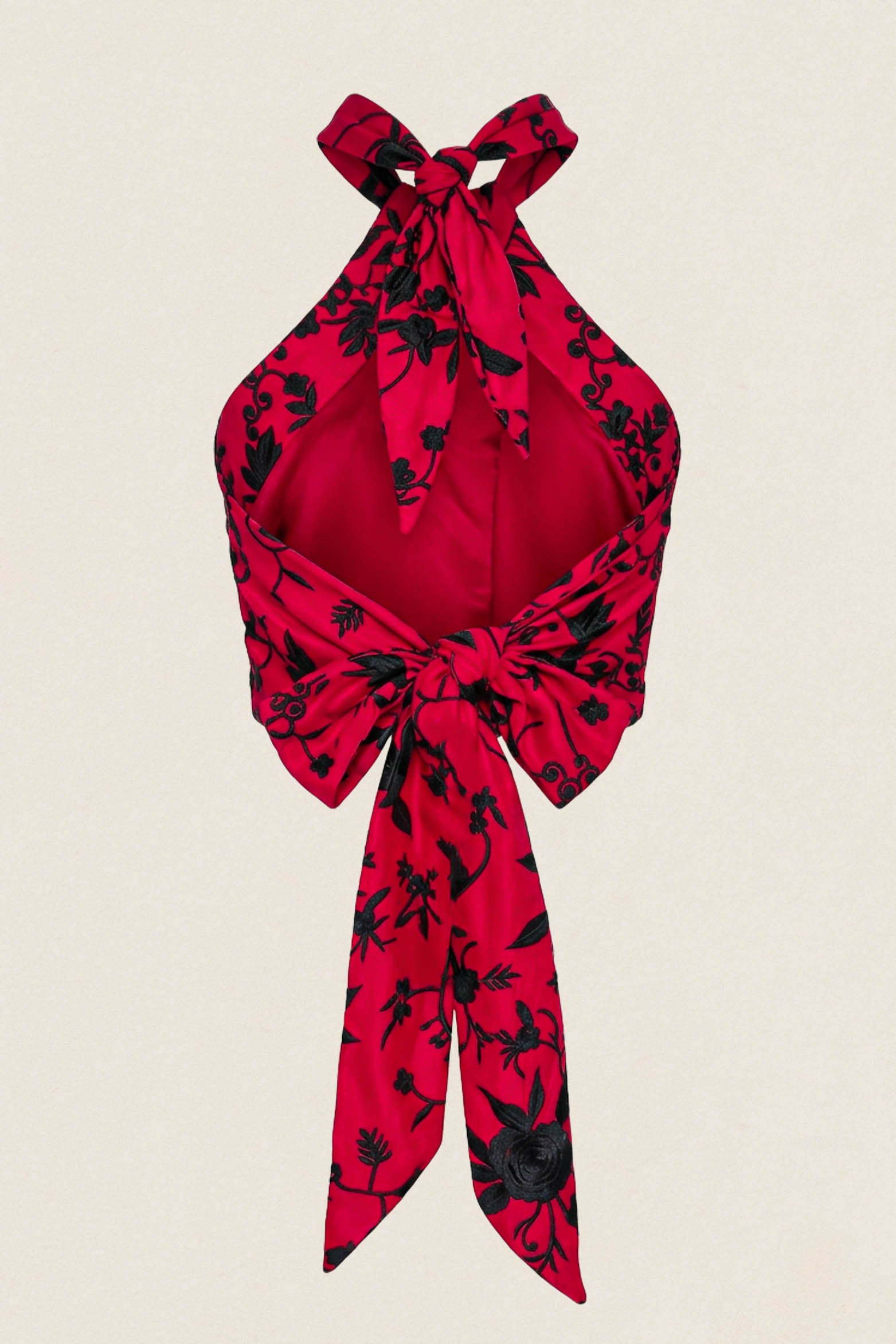 Top Vera Rojo Flores Negras TOP01-The Nook Store