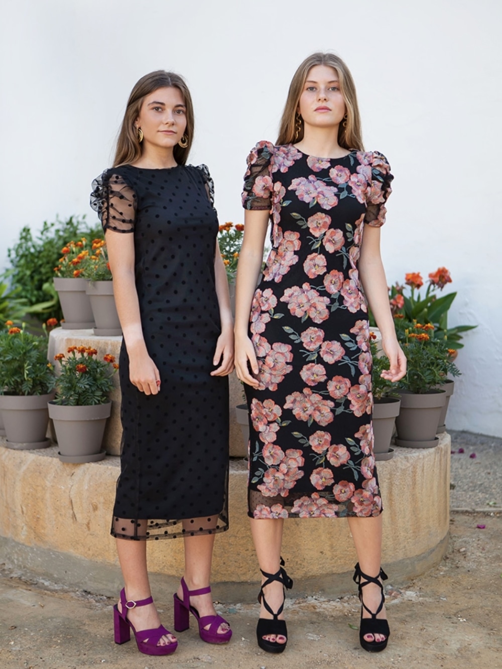 Vestido nicoletta negro lunares plumeti - Imagen 3