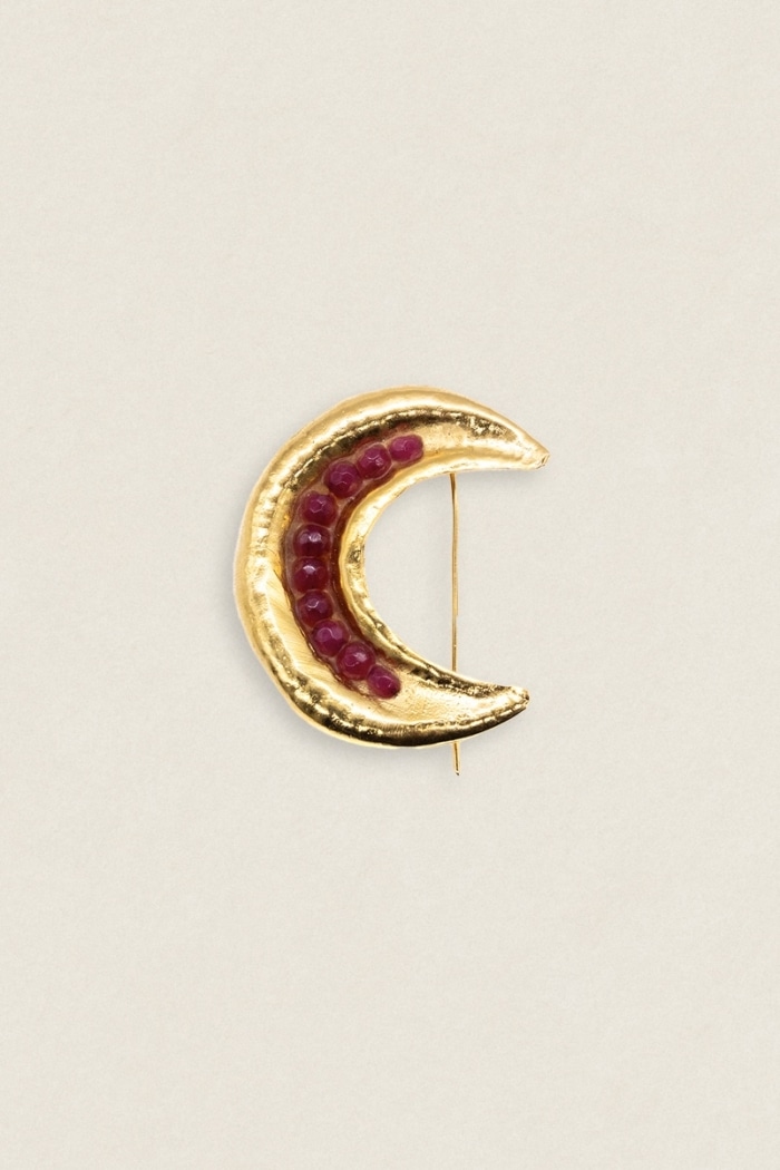 Broche BR11 Moon stones burgundy