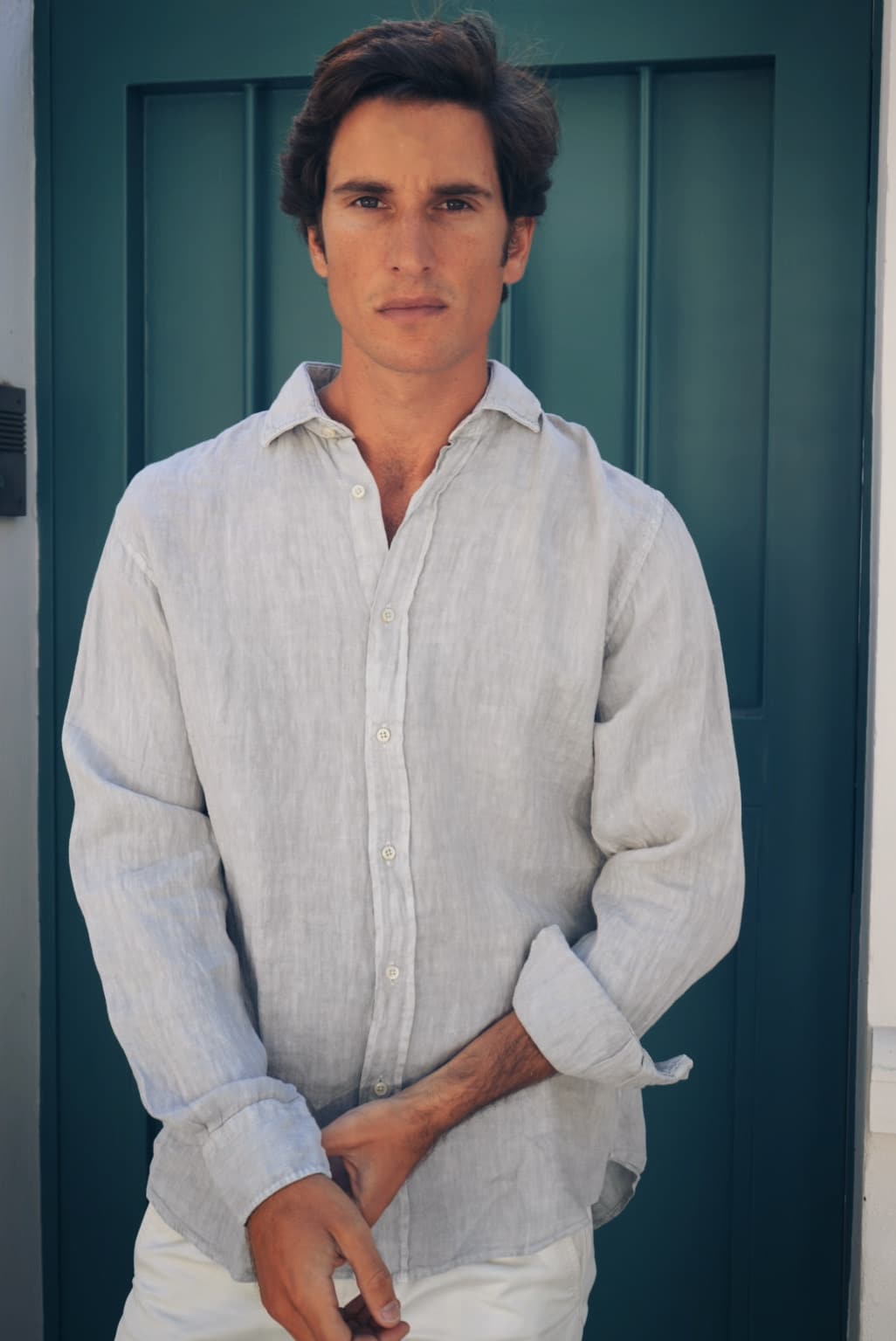 Camisa Lino C5 gris claro