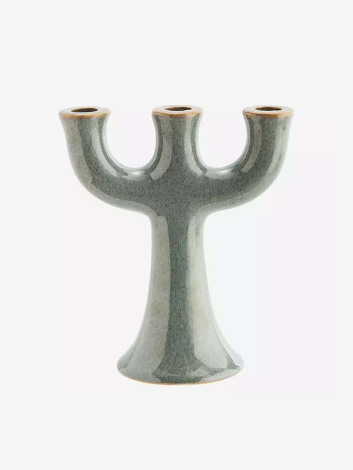 Candelabro Triple Stoneware Verde