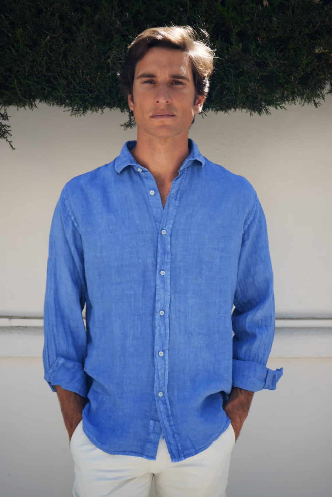 Camisa Lino C2 azulon