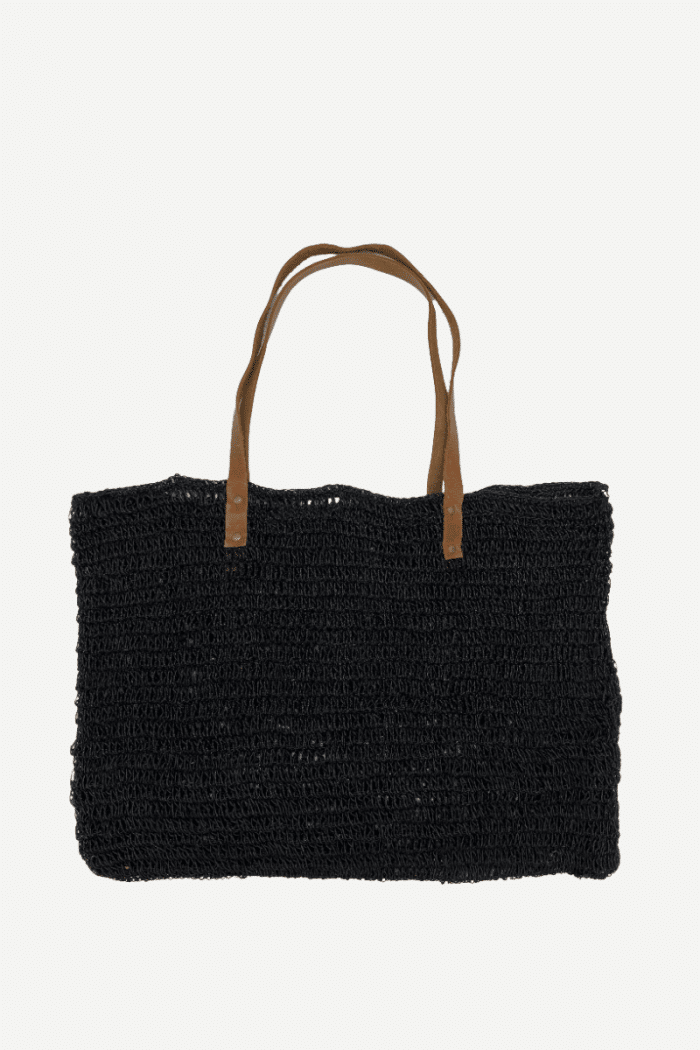 Bolso Yute Asa Cuero Negro