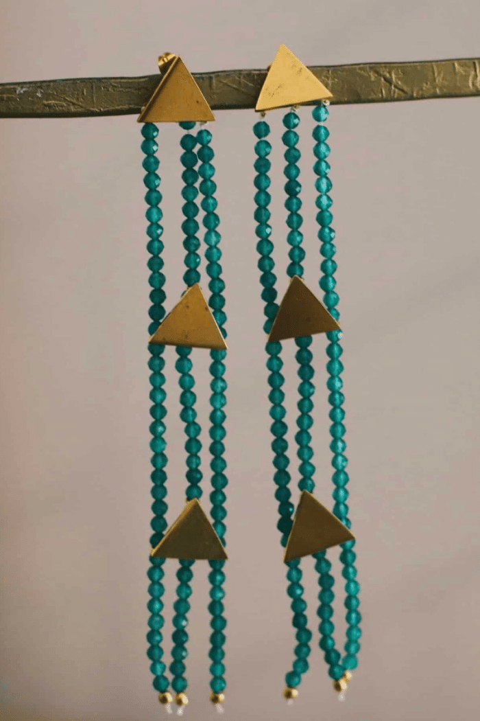 Pendientes PEN41 Triangulos Bolitas Verde
