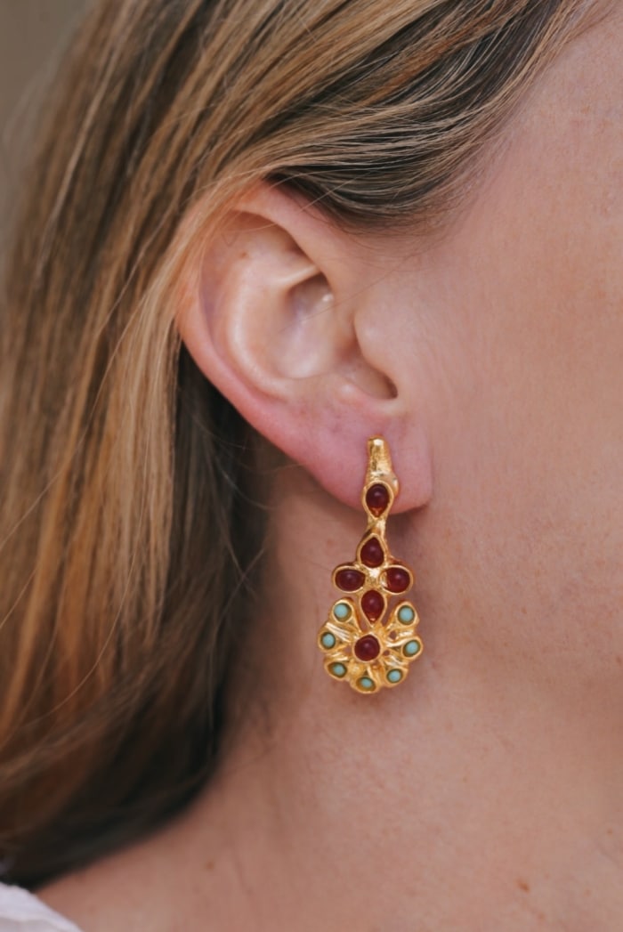 Pendientes Floris Rojo y Turquesa PEN68