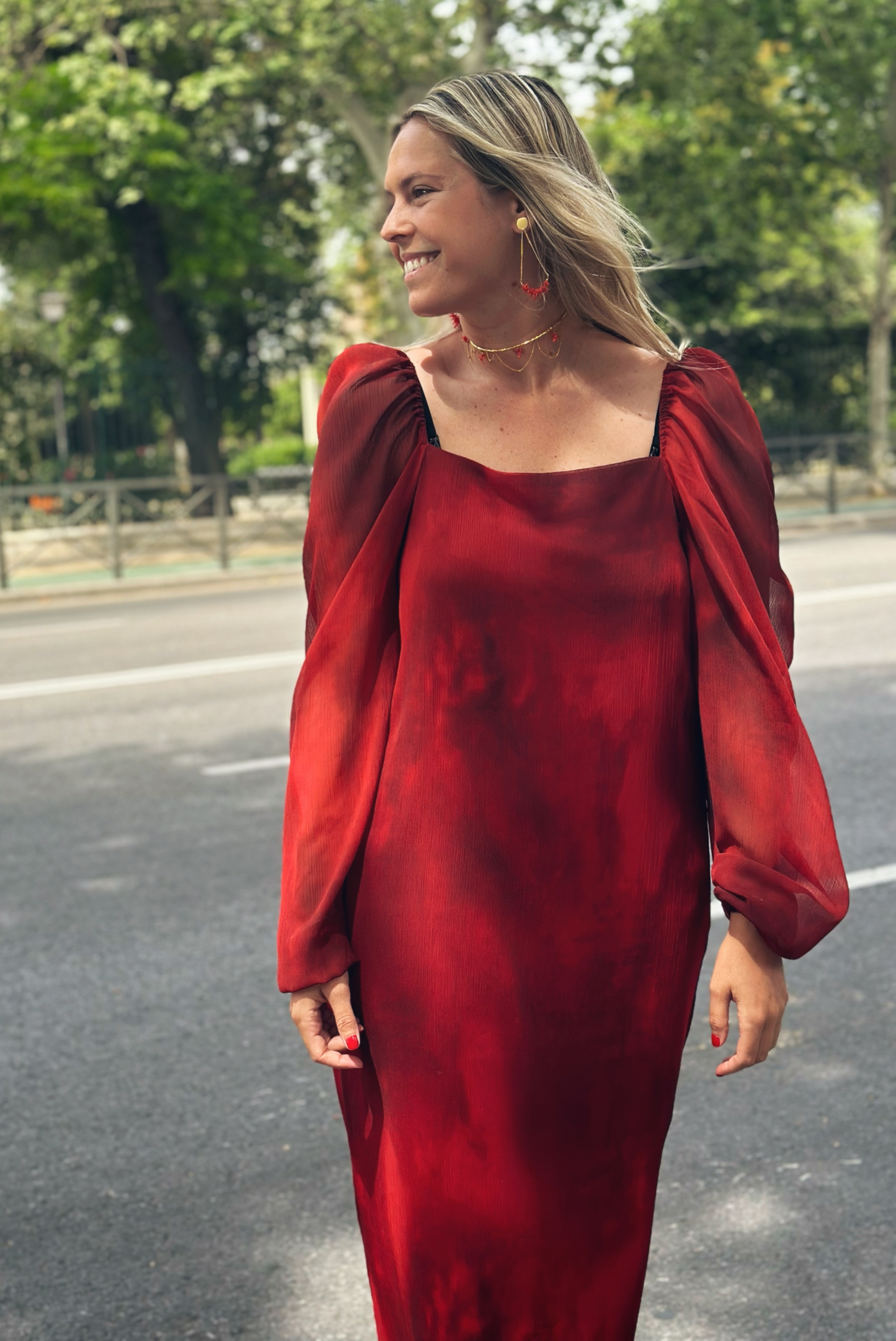 Rue Vestido Rojo Burdeos Vestido De Profunda España | bigredcouch.com