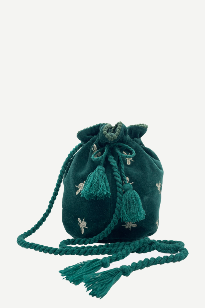 Bolso Sac Terciopelo Fly Verde Agua